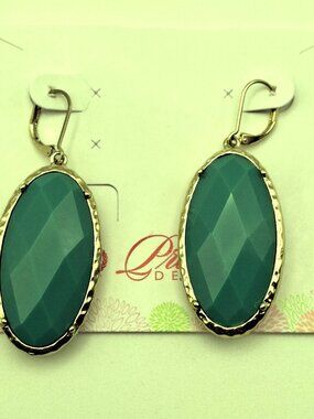 NWT Premier Earrings Dual Color Oval Faceted Colorblock Gold-tone Metal Edge